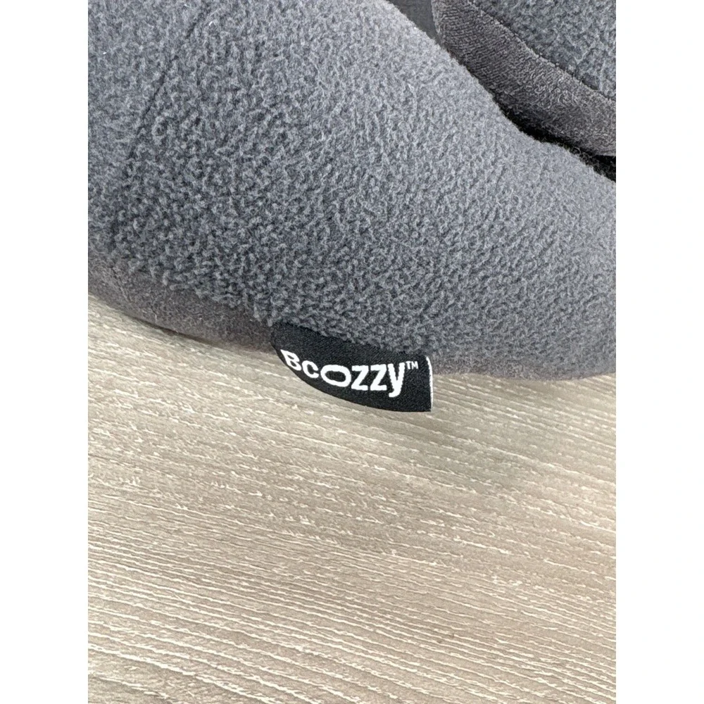 BCOZZY Chin Supporting Travel Pillow Charcoal Grey Fleece Neck Support S Large